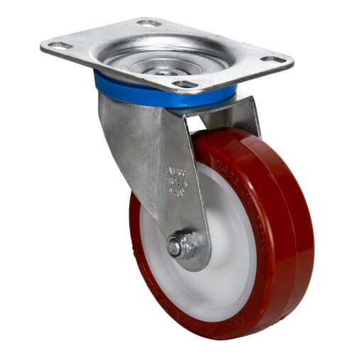3 in Caster Wheel 88 LB Swivel with Brake Designers Zinc Plated Caster Polyurethane tire Transparent Acrylic Center 