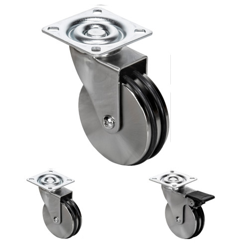 Designers Casters Polyurethane nickel aluminium wheel 99 lb