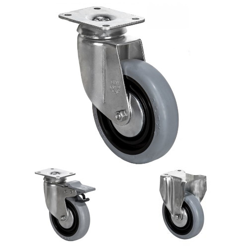 Zinc Plated Injected grey rubber Casters 88-154 lb
