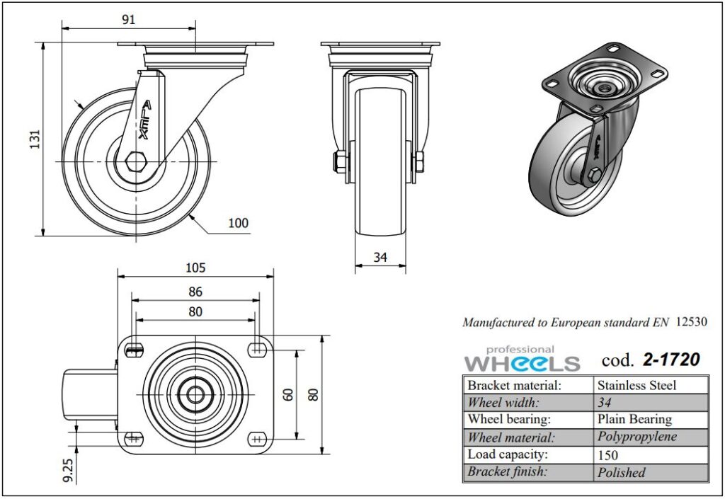 Casters Dimensions at Floyd Sandoz blog